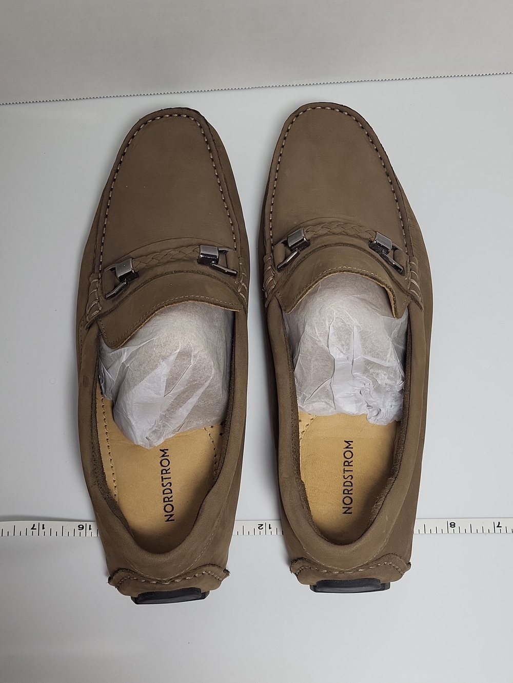Nordstrom Barrett Braided Men's Brown Nubuck Bit-Detail Slip-On Loafers Size 8M